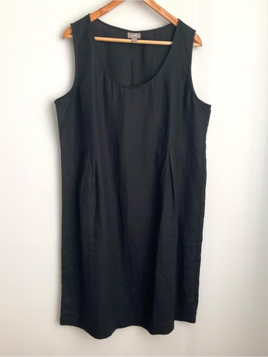 J. Jill Dresses & Skirts - J. Jill Large Black Sleeveless Midi Shift Dress 100% Linen